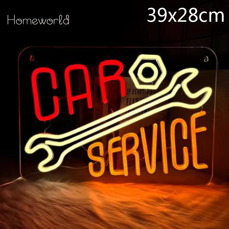 Auto Repair Shop Signs - Car Service Neon Sign Warm Wit