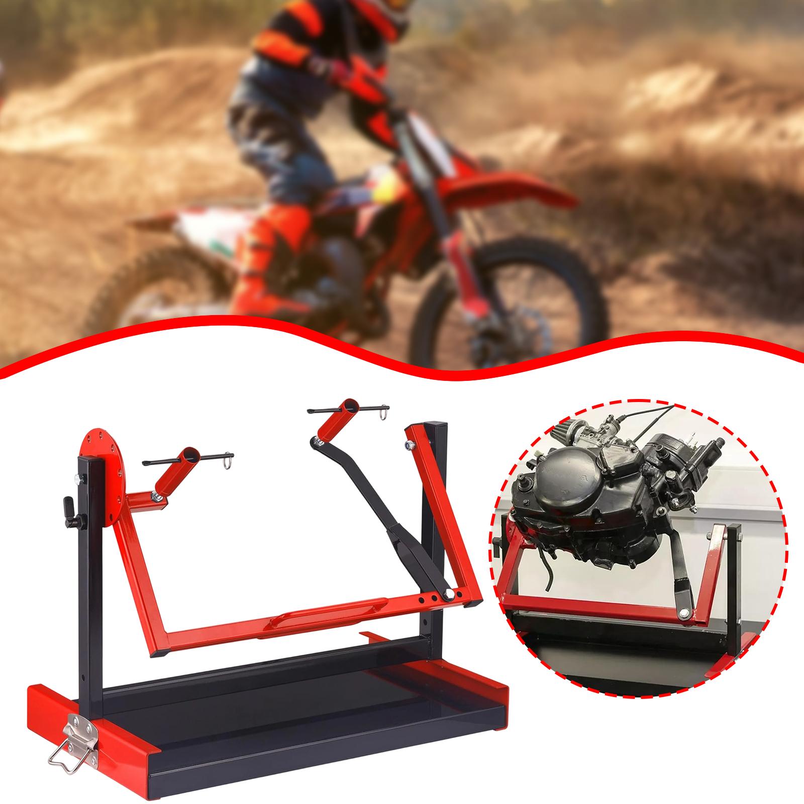 Engine Stand Heavy Duty - Motorfietsmotorstandaard Rood Zwart Robuust Draaibaar Ontwerp