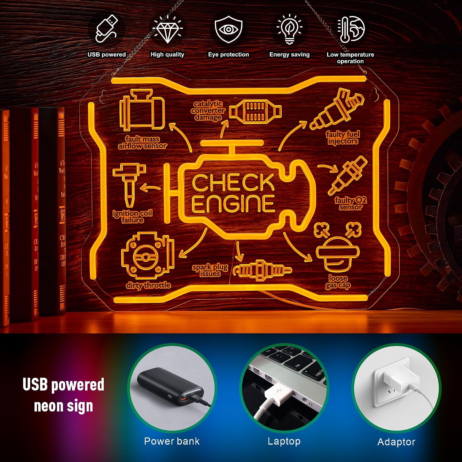 Check Engine Neon Sign USB LED - Auto Repair Shop Signs recensie en prijs