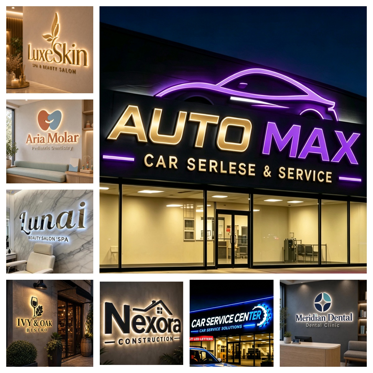 3D op maat gemaakte LED-verlic - Auto Repair Shop Logo recensie en prijs
